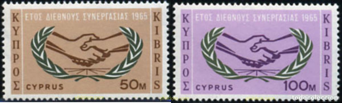 Sellos: 113461 MNH CHIPRE 1965 A&Ntilde;O DE LA COOPERACION INTERNACIONAL Y 20 ANIVERSARIO DE LAS NACIONES UNIDAS