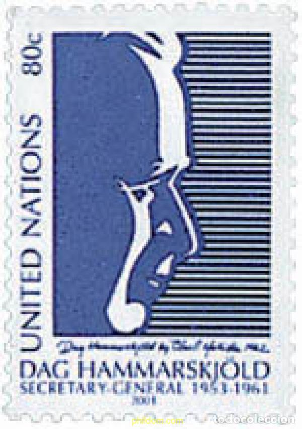 Sellos: 87469 MNH NACIONES UNIDAS. Nueva York 2001 40 ANIVERSARIO DE LA MUERTE DE DAG HAMMARSKJOLD