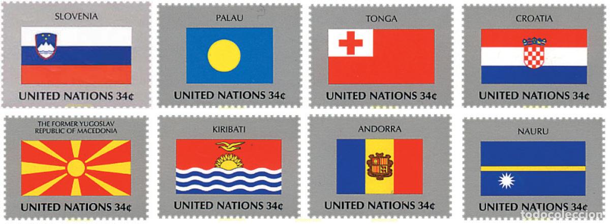 Sellos: 87465 MNH NACIONES UNIDAS. Nueva York 2001 BANDERAS DE LOS ESTADOS MIEMBRO DE LAS NACIONES UNIDAS