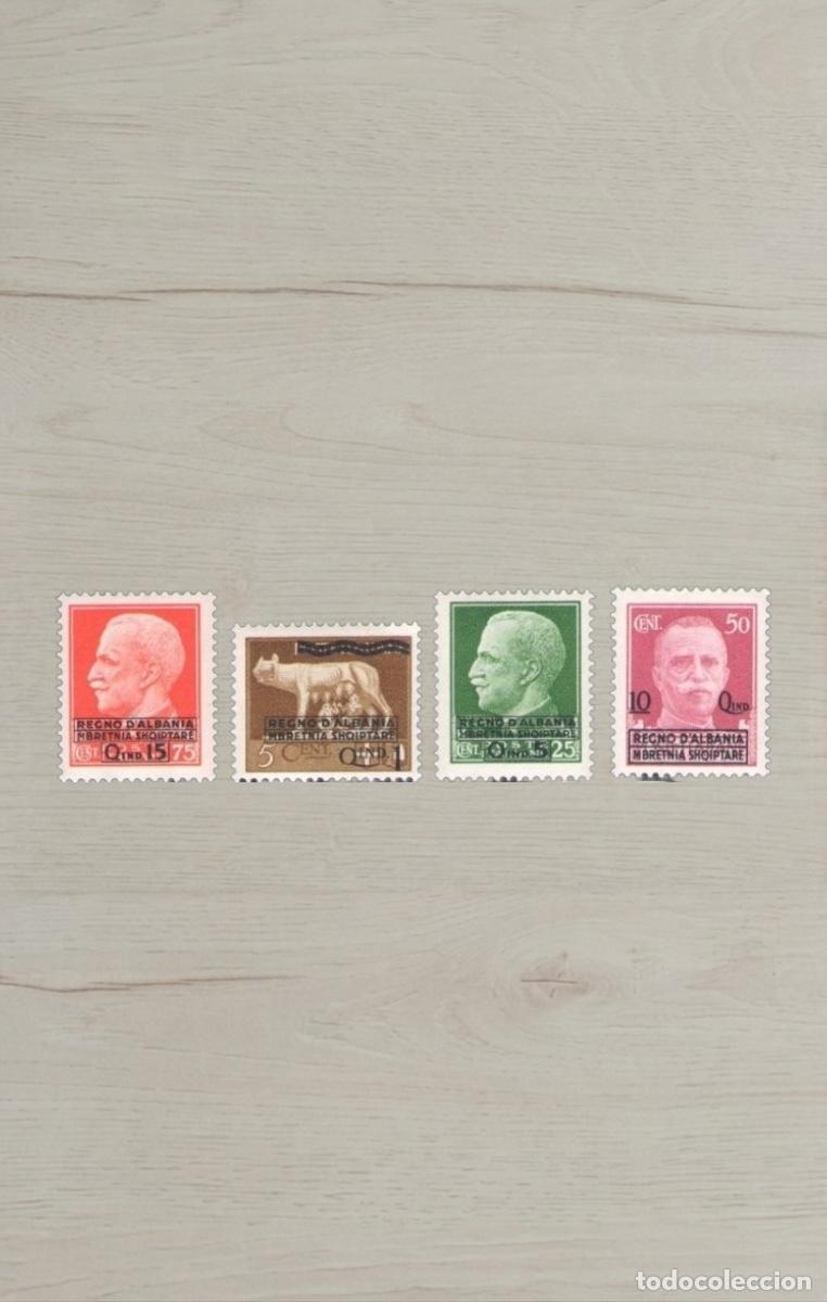 Sellos: Lote de 4 Sellos de Albania 1939 - Ocupaci&oacute;n Italiana - Sobreimpresi&oacute;n &rdquo;Regno d'Albania&rdquo; - Nuevos