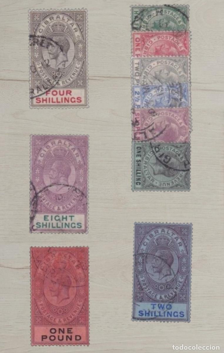 Sellos: Lote 11 Sellos de Gibraltar - &Eacute;poca Rey Jorge V (1912-1926) - Altos Valores - Usados