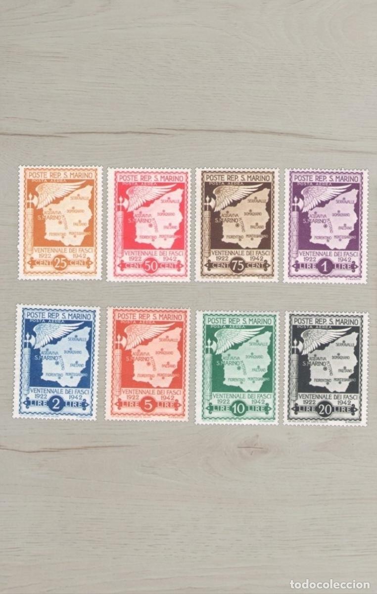 Sellos: Lote 8 Sellos San Marino 1942 Ventennale Dei Fasci Posta Aerea Serie Completa Nuevos