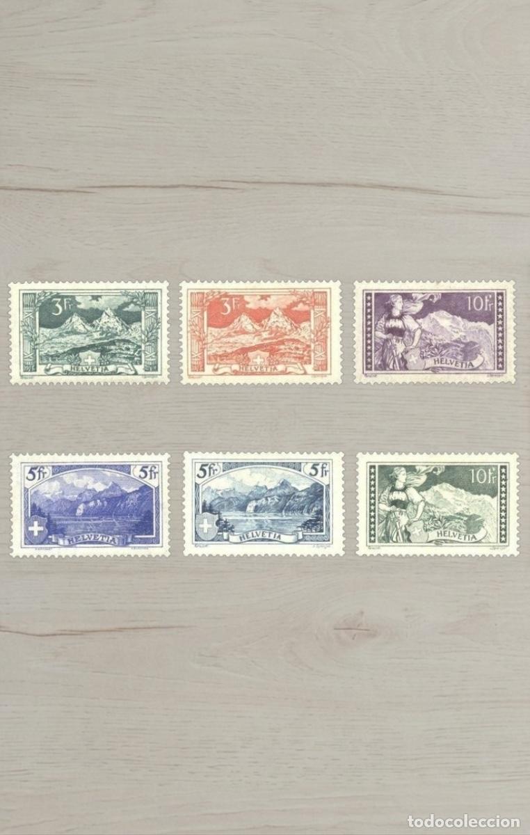 Sellos: Lote 6 Sellos de Suiza (Helvetia) - Paisajes y Altos Valores hasta 10 Fr - Nuevos