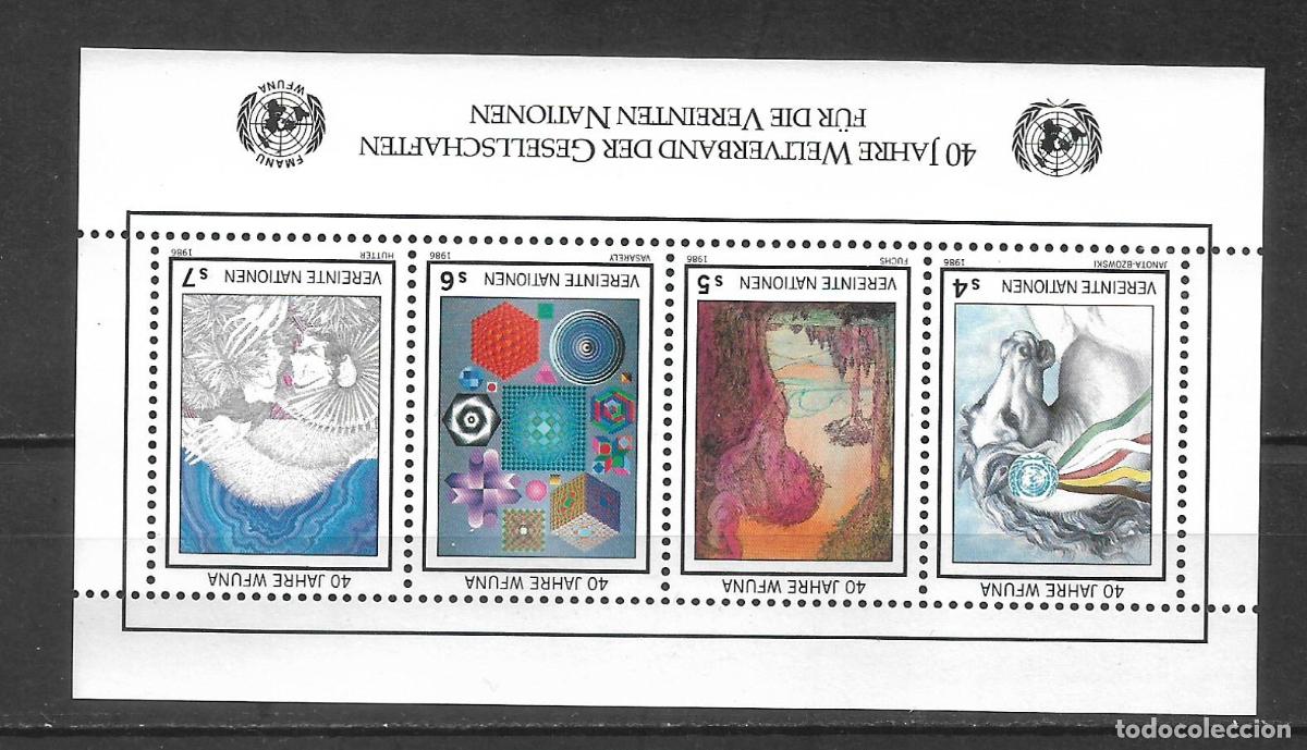 Sellos: naciones unidas viena 1986 hoja bloque ** mnh OBRAS DE ARTISTAS CELEBRES- 27/15