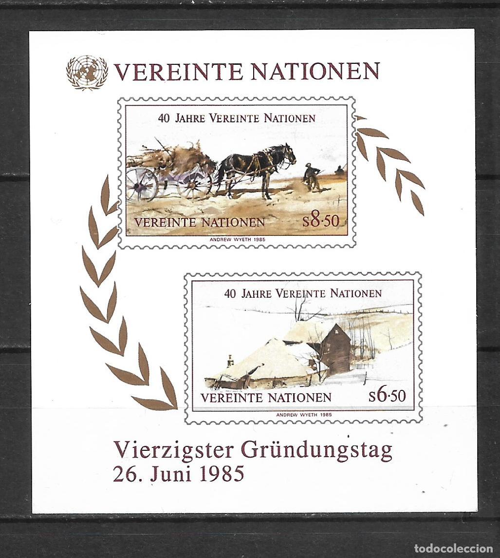 Sellos: naciones unidas viena 1985 hoja bloque ** mnh 40 a&ntilde;os Naciones Unidas- 27/15