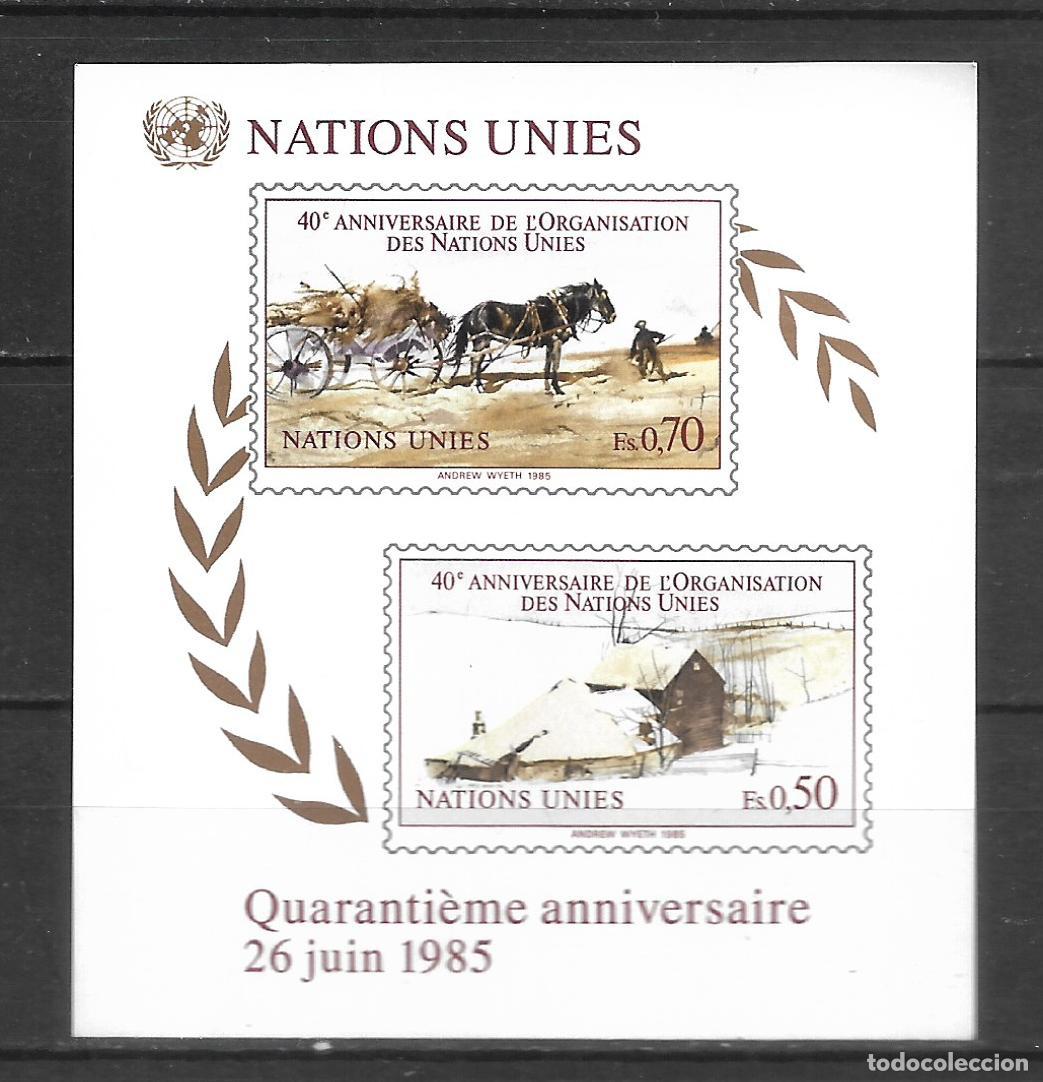 Sellos: naciones unidas ginebra 1985 hoja bloque ** mnh 40 a&ntilde;os Naciones Unidas- 27/15
