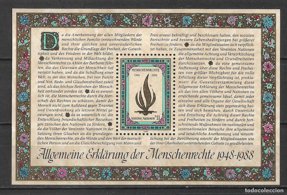 Sellos: naciones unidas viena 1985 hoja bloque ** mnh derechos humanos - 27/15