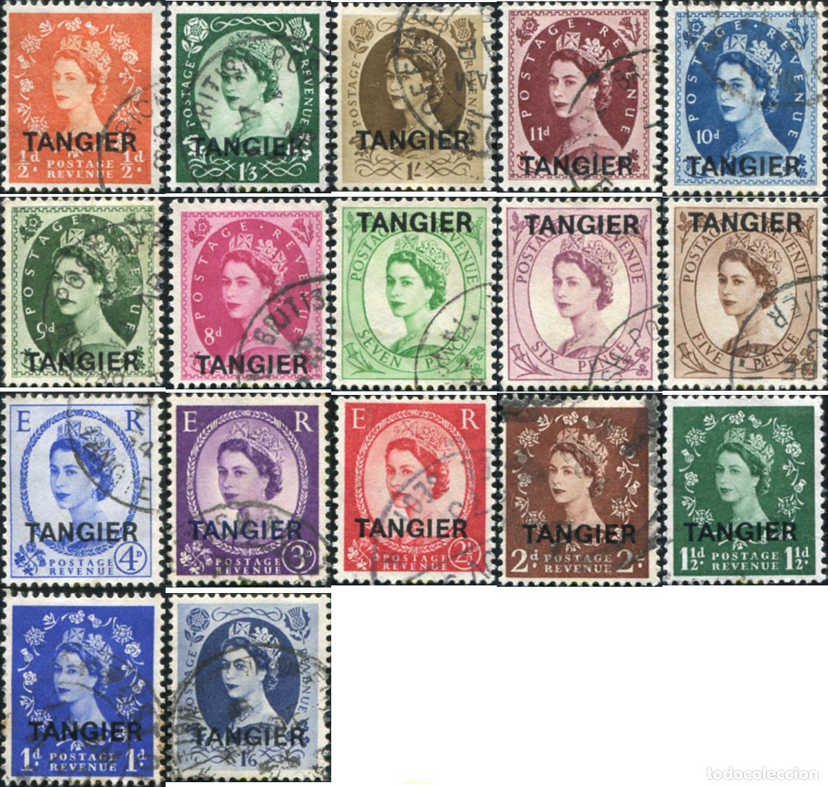 Sellos: 779001 USED TANGER. Ocupaci&oacute;n Britanica 1952 SELLOS DE GRAN BRETA&ntilde;A DE ELISABET II SOBRECARGADOS