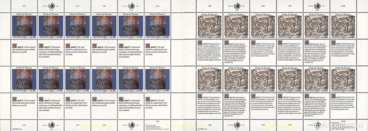 Sellos: 143706 MNH NACIONES UNIDAS. Ginebra 1990 DECLARACION UNIVERSAL DE LOS DERECHOS HUMANOS