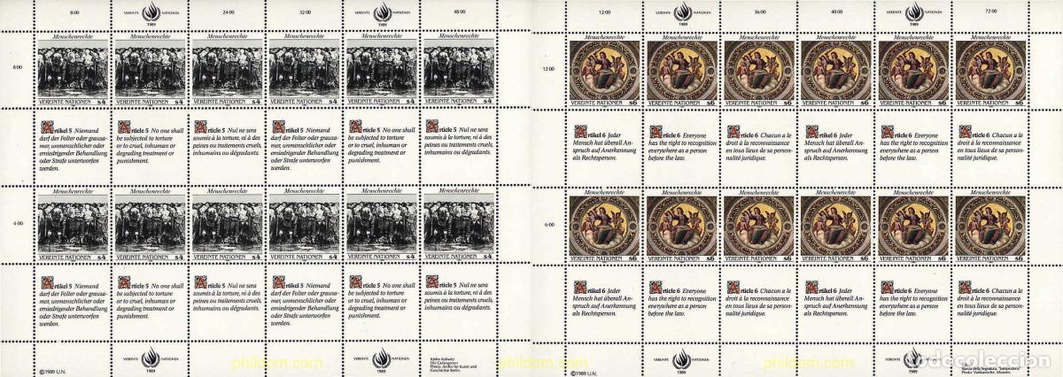 Sellos: 140204 MNH NACIONES UNIDAS. Viena 1989 DECLARACION UNIVERSAL DE LOS DERECHOS HUMANOS
