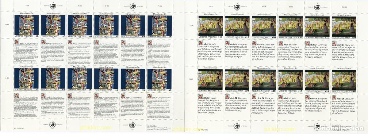 Sellos: 143735 MNH NACIONES UNIDAS. Viena 1992 DECLARACION UNIVERSAL DE LOS DERECHOS HUMANOS