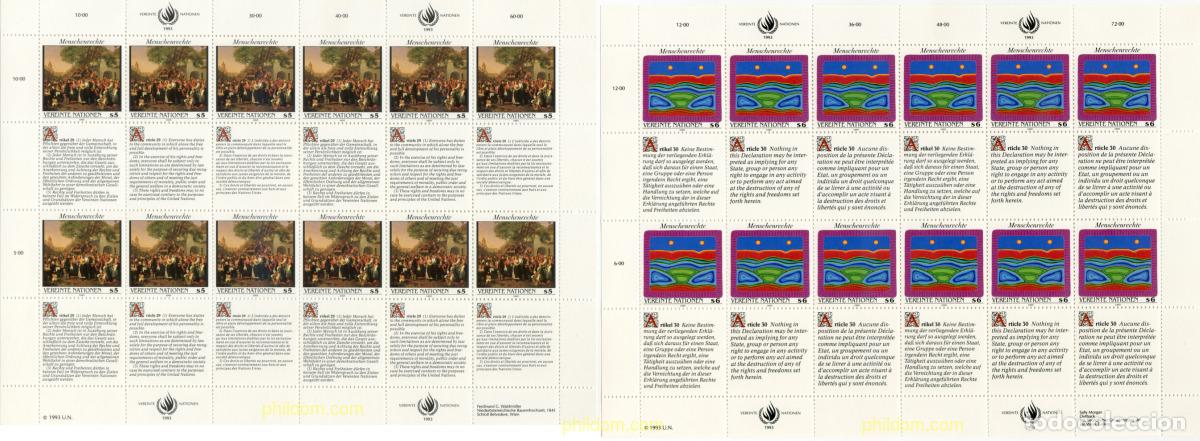 Selos: 143736 MNH NACIONES UNIDAS. Viena 1993 DECLARACION UNIVERSAL DE LOS DERECHOS HUMANOS