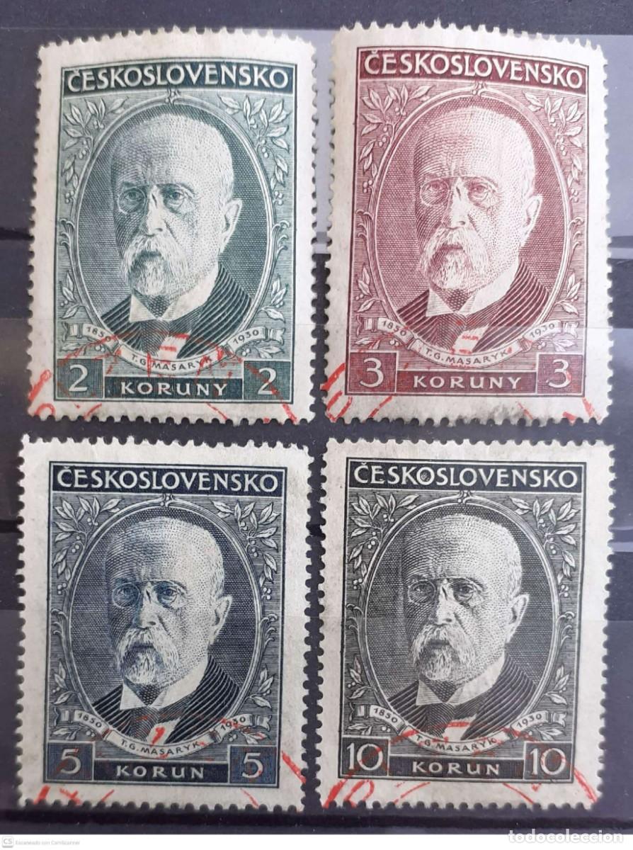 Sellos: CHECOSLOVAQUIA n&ordm; 270/73&ordm; 80 aniversario del presidente Masaryk. Serie completa