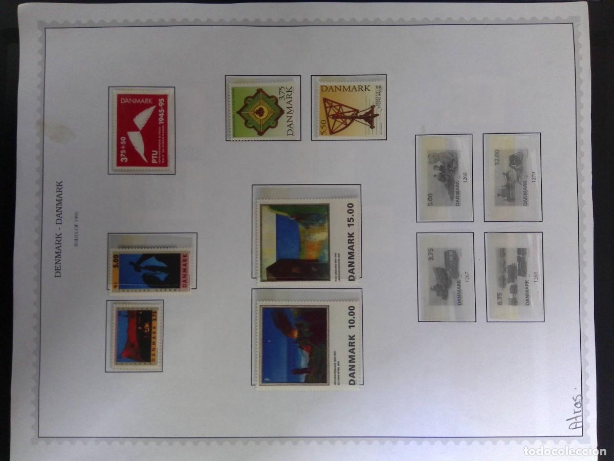 Sellos: KV) 1995 DENMARK, ALBUM SHEET TITLED DENMARK - DANMARK ISSUES OF 1995 HOLDING 9 MINT MOUNTED STAMPS,