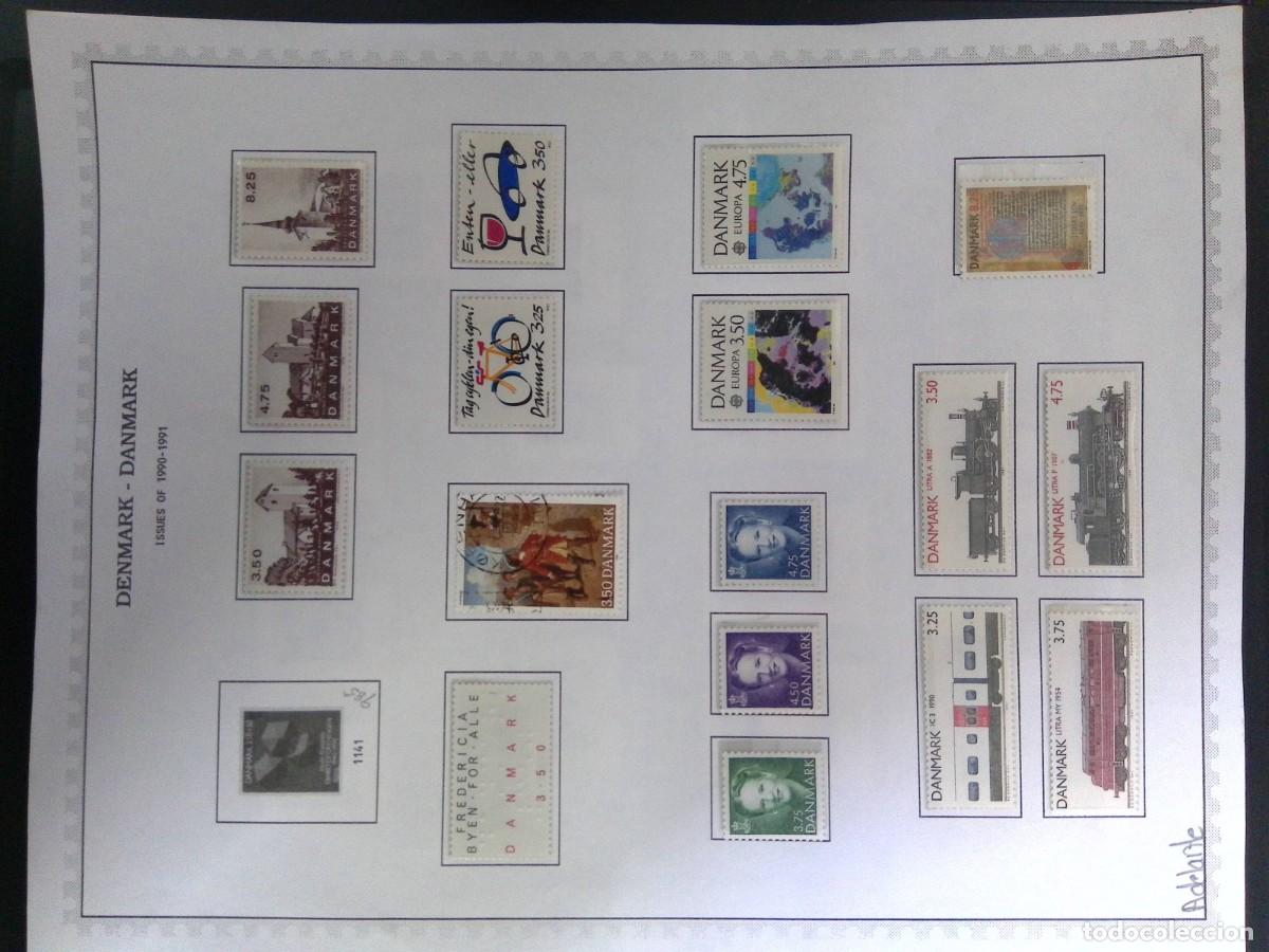 Sellos: KV)1990-1991 DENMARK, ALBUM SHEET TITLED DENMARK - DANMARK ISSUES OF 1990-1991 HOLDING 16 MINT AND U