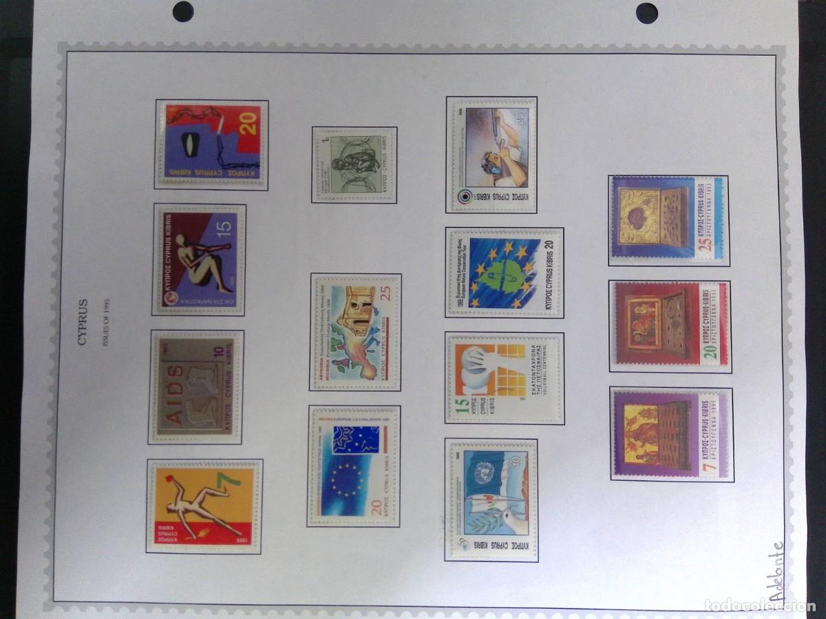 Sellos: KV)1995 CYPRUS, ALBUM SHEET TITLED CYPRUS ISSUES OF 1995 HOLDING 14 MINT MOUNTED STAMPS, TAKEN FROM