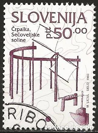Sellos: Eslovenia 1993 - Mi 55 - YT 53 - Patrimonio cultural : Bomba e&oacute;lica