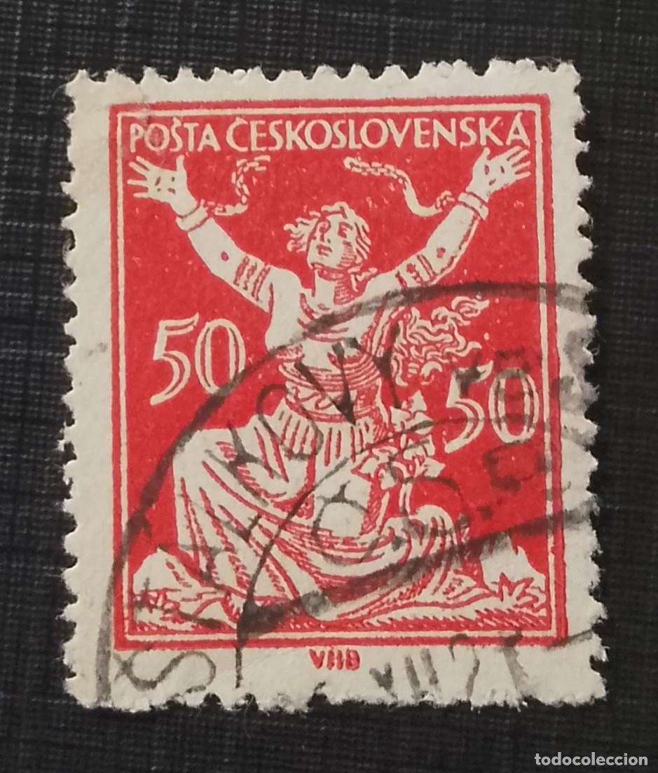 Sellos: CHECOSLOVAQUIA - V/F 50 - A&Ntilde;O 1920.1925 - ROMPER CADENAS.