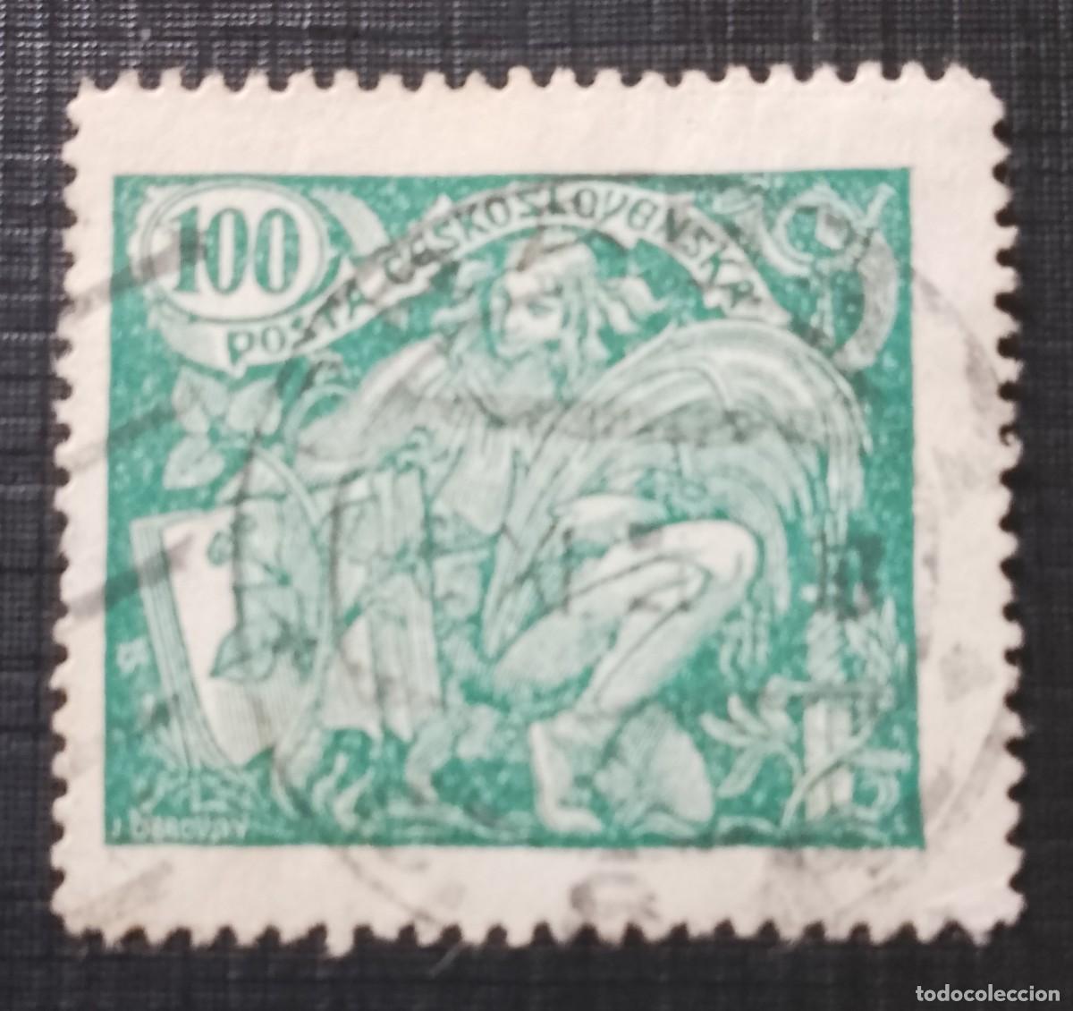 Sellos: CHECOSLOVAQUIA - V/F 100 - A&Ntilde;O 1920 - AGRICULTURA Y CIENCIA.