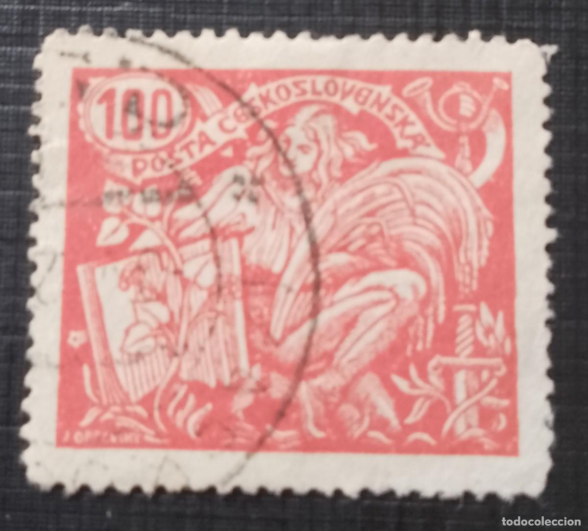 Sellos: CHECOSLOVAQUIA - V/F 100 - A&Ntilde;O 1920 - AGRICULTURA Y CIENCIA.