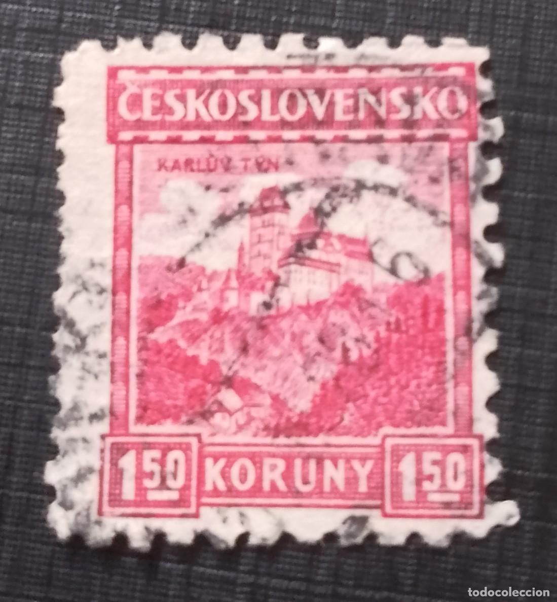 Sellos: CHECOSLOVAQUIA - V/F 1,50 KORUNY - A&Ntilde;O 1927 - CASTILLO: KARLUV TYN