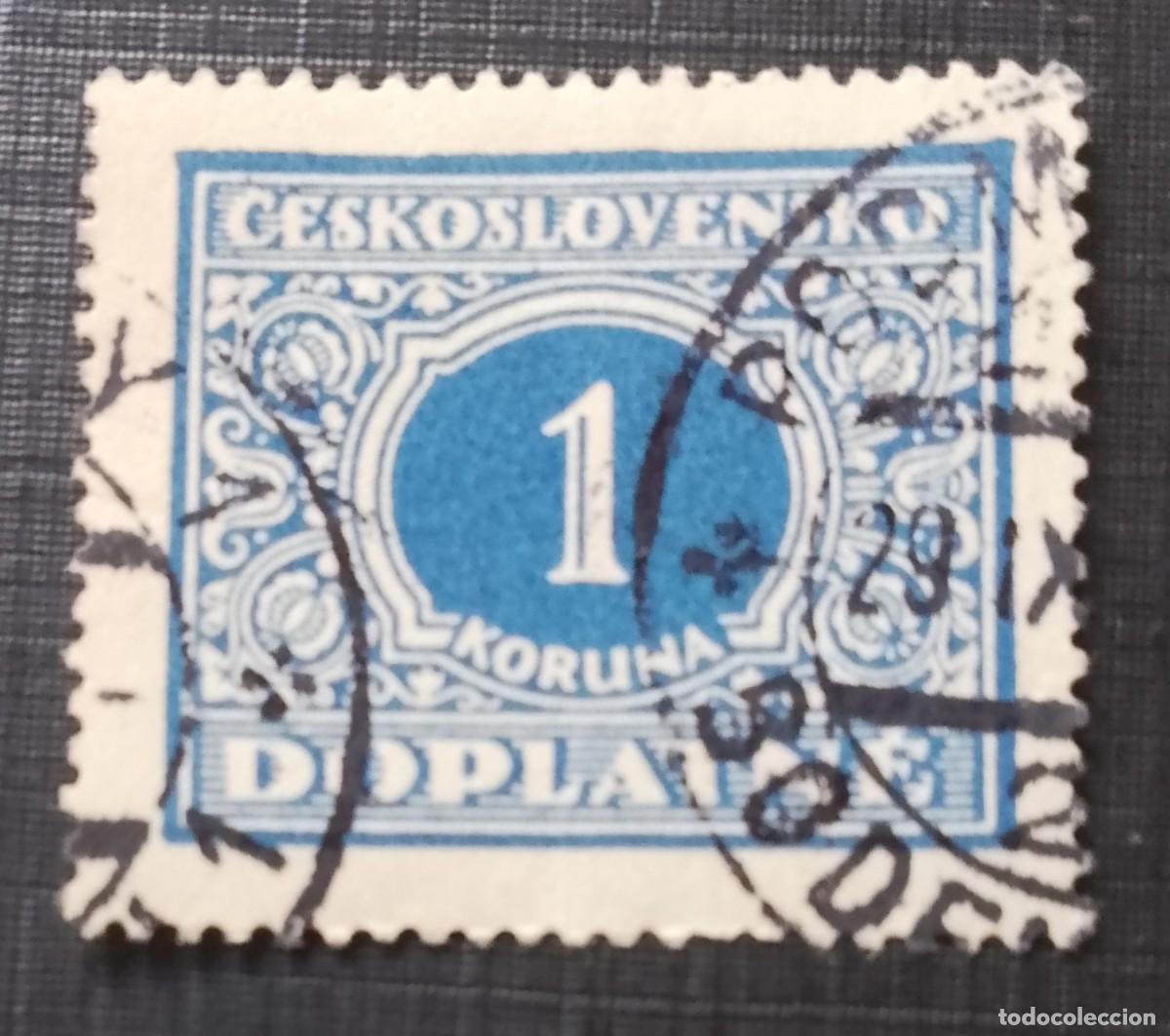 Sellos: CHECOSLOVAQUIA - V/F 1 KORUNA &Oacute; CORONA - DOPLATNE, ADICIONAL - A&Ntilde;O 1928