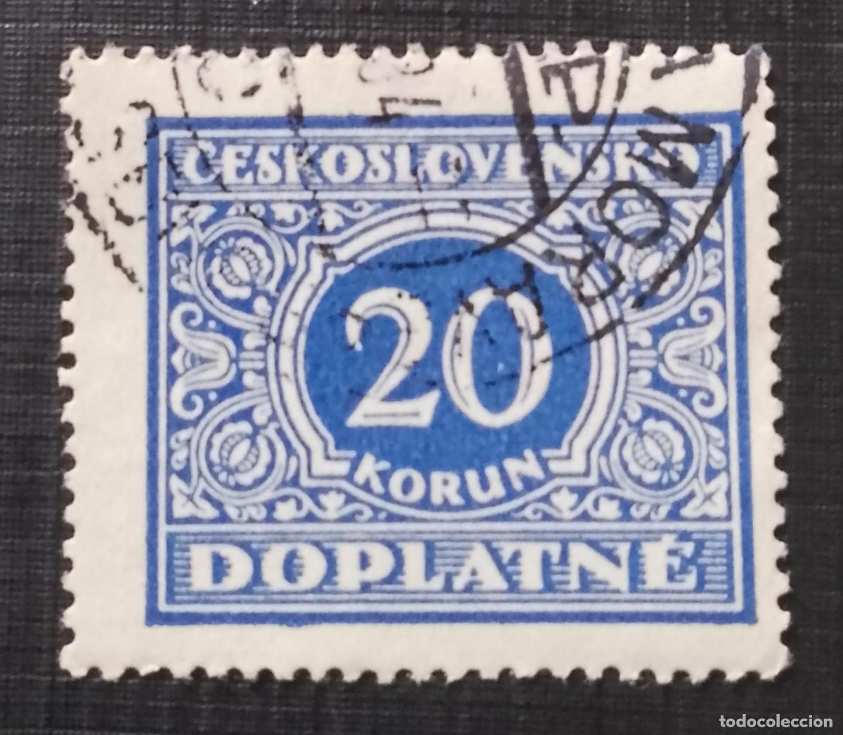 Sellos: CHECOSLOVAQUIA - V/F 20 KORUN &Oacute; CORONA - DOPLATNE, ADICIONAL - A&Ntilde;O 1928