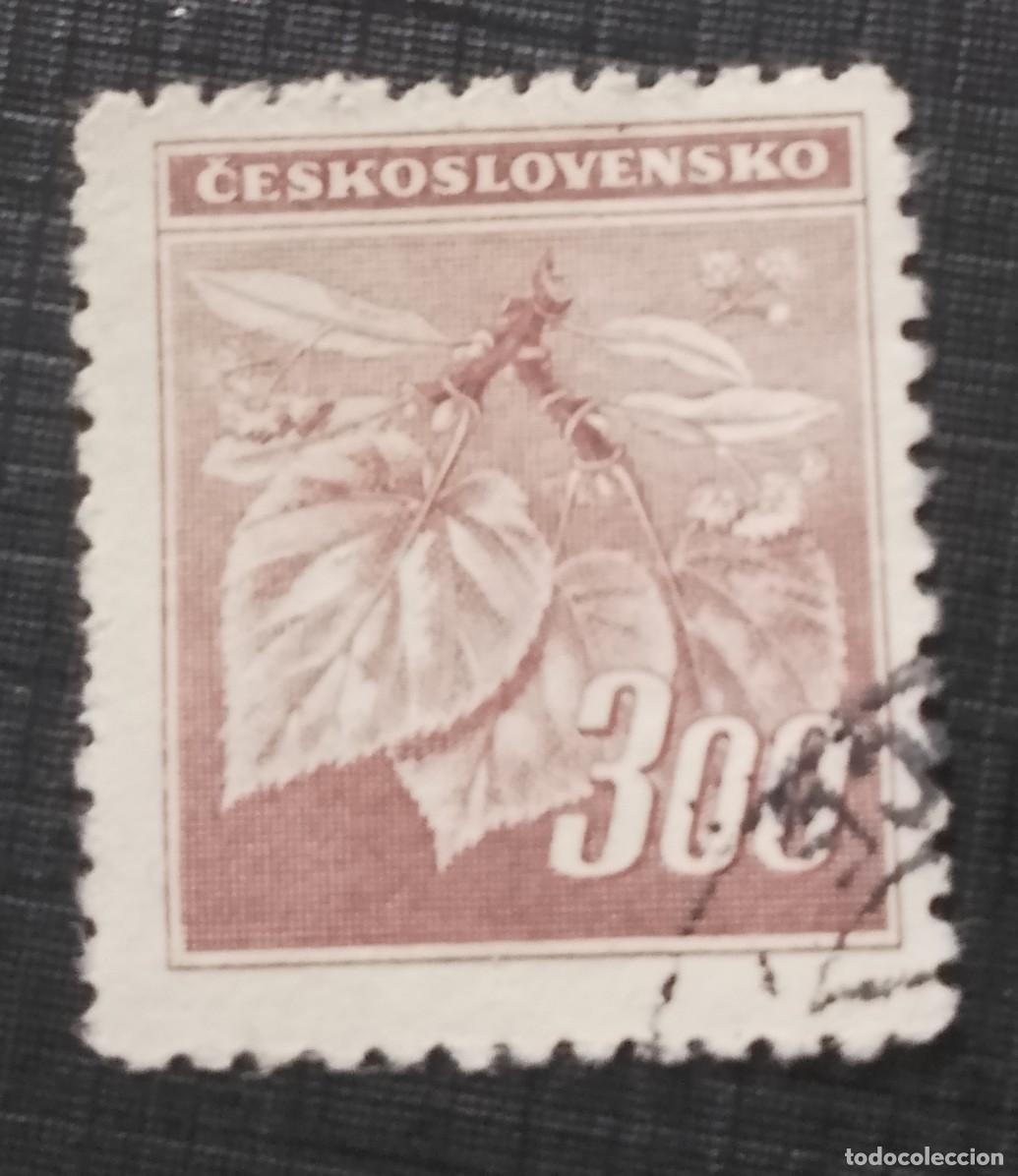 Sellos: CHECOSLOVAQUIA - V/F 300 - A&Ntilde;O 1945 - HOJAS DE TILO - YV 379