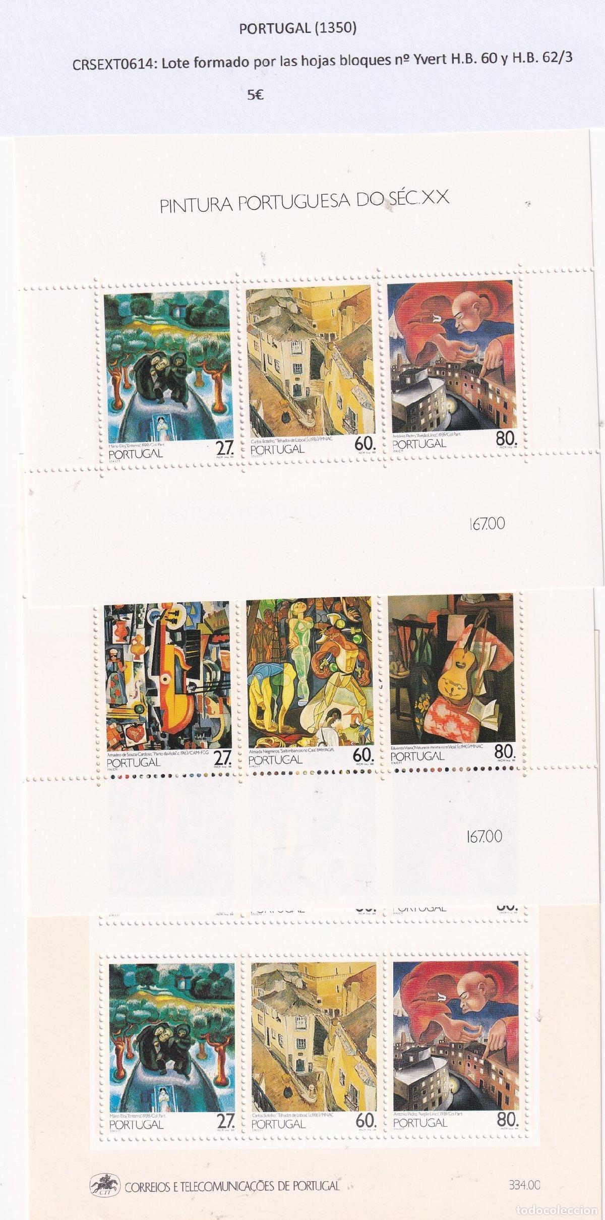 Sellos: CRSEXT0614 SELLOS PORTUGAL Lote hojas bloques n&ordm; Yvert H.B. 60 y H.B. 62/3