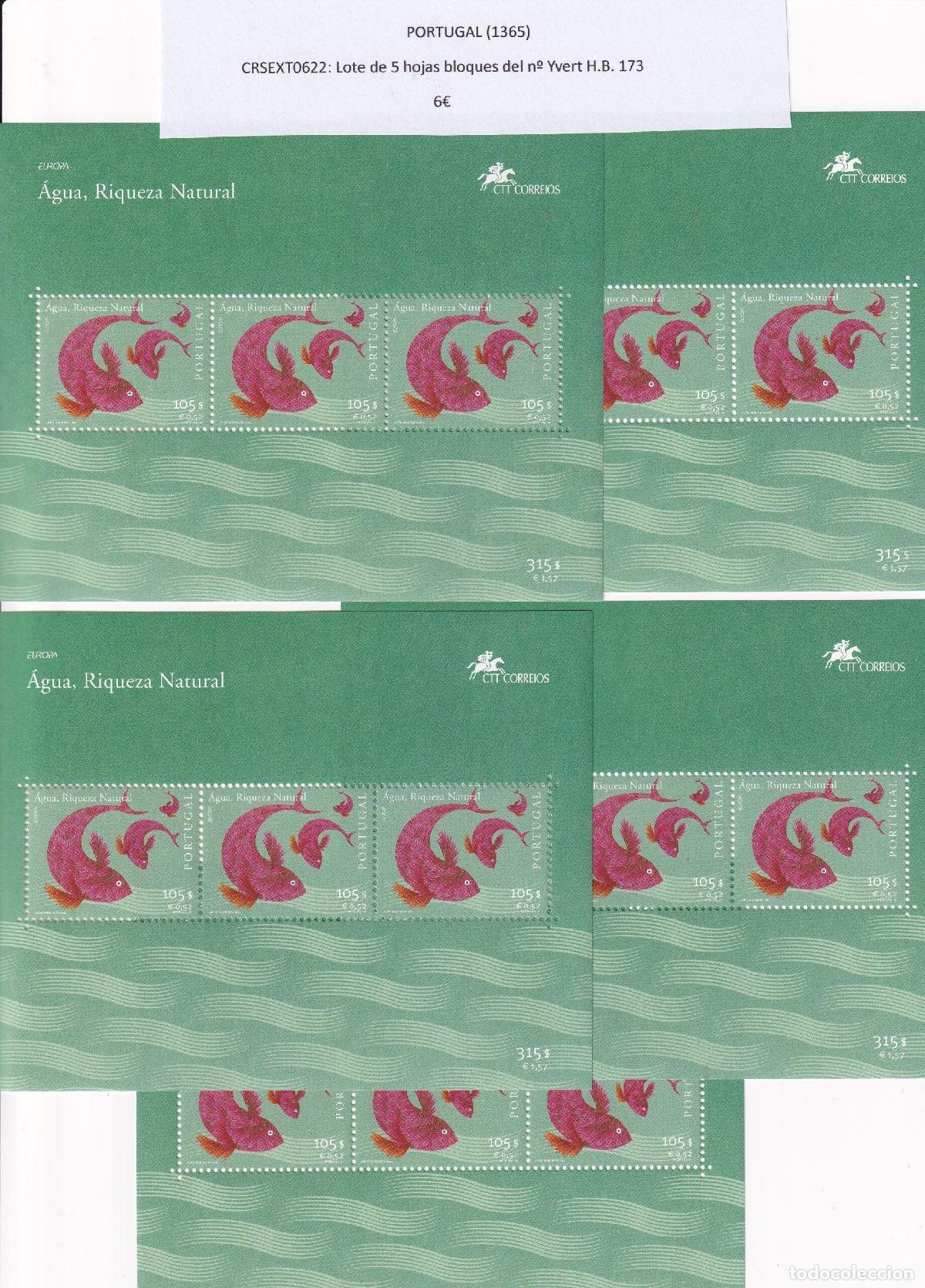 Sellos: CRSEXT0622 SELLOS PORTUGAL Lote de 5 hojas bloques del n&ordm; Yvert H.B. 173