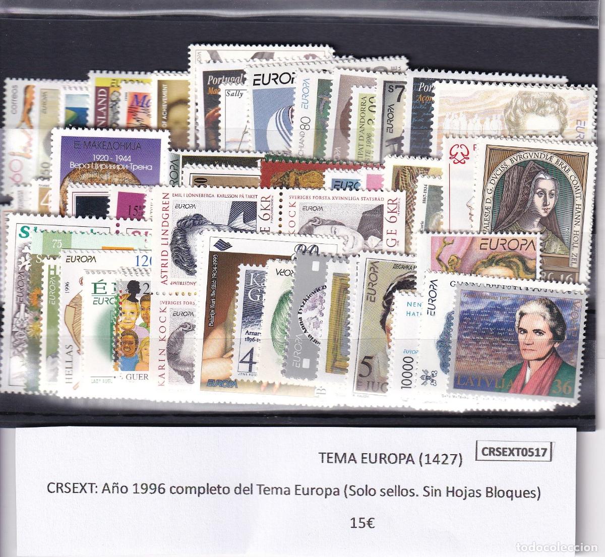 Sellos: CRSEXT0517 SELLOS TEMA EUROPA A&Ntilde;O COMPLETO 1996 XX SIN CHARNELA