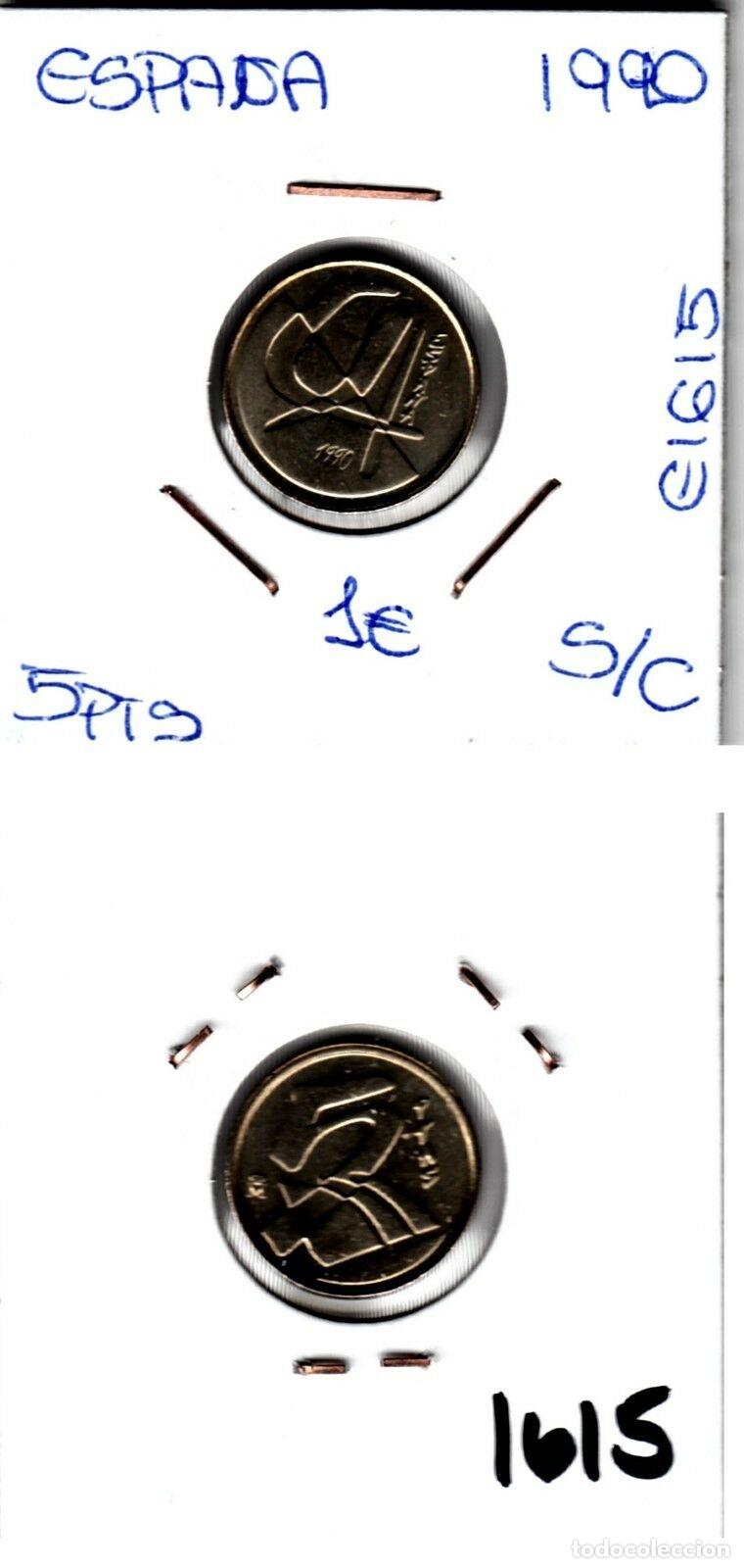 Sellos: E1615 MONEDA JUAN CARLOS 5 PESETAS 1990