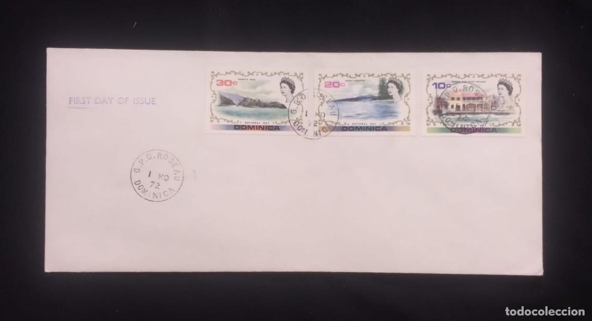 Sellos: TS) 1972 DOMINICA,FDC, NATIONAL DAY COMMEMORATION WITH THE PORTRAIT OF QUEEN ELIZABETH, XF.