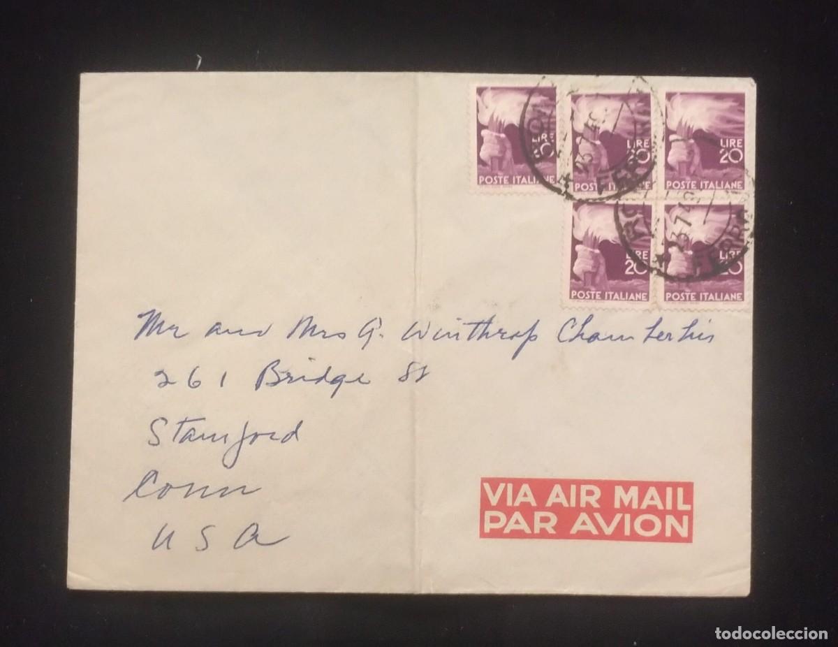 Sellos: TS) 1949 ITALY, COVER SENT FROM ROME TO CONNECTICUT, USA, AIRMAIL, MULTIPLE STAMPS.VF.