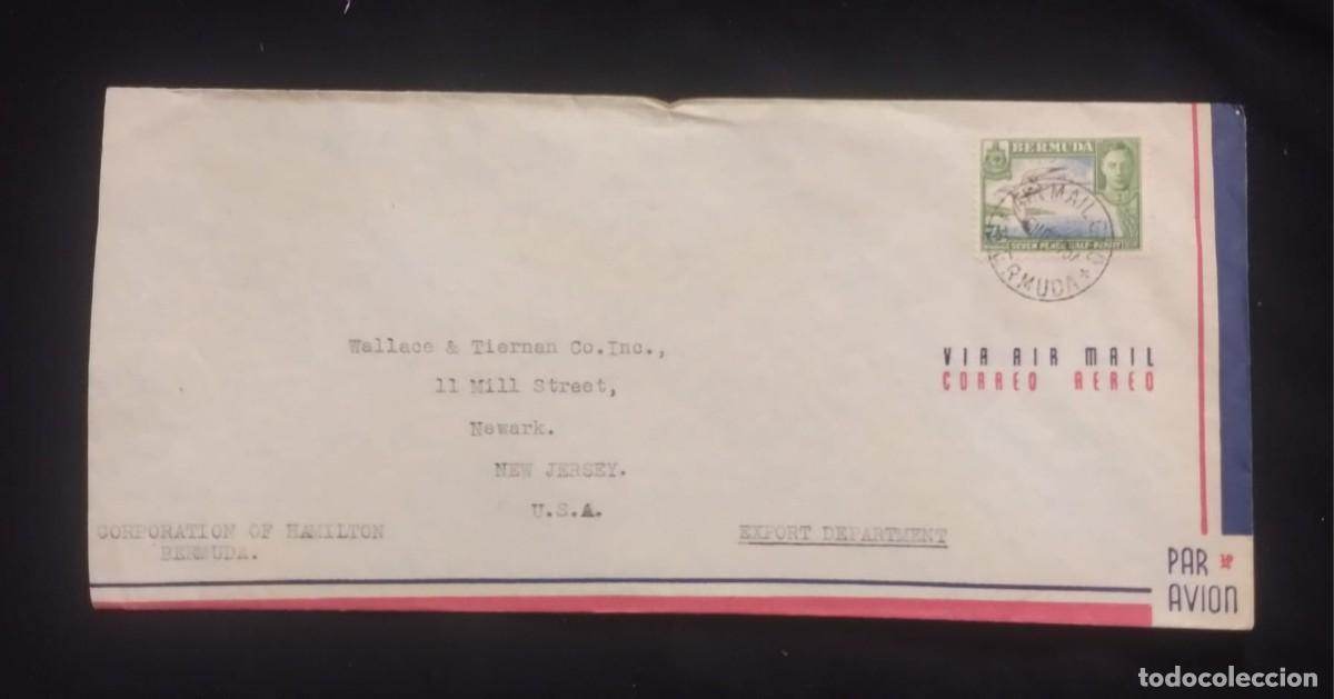 Sellos: TS) 1945 BERMUDA, COVER SENT FROM HAMILTON TO NEW JERSEY, USA, AIRMAIL, CORPORATION OF HAMILTON BERM