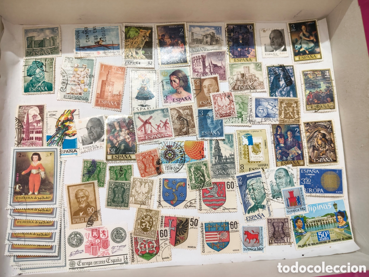 Sellos: 63 sellos de Espa&ntilde;a y del mundo variados