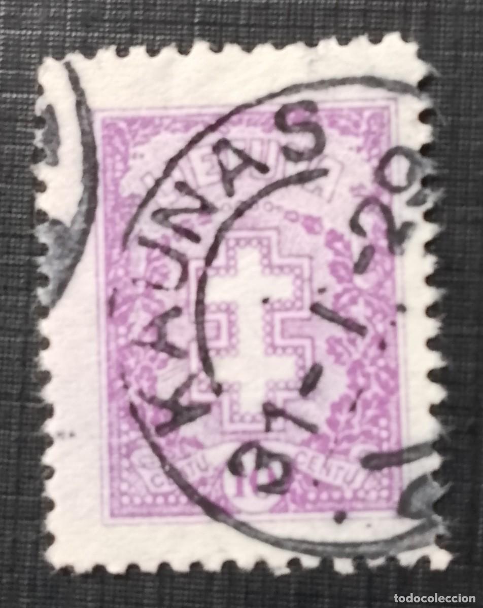 Sellos: LITUANIA - V/F 10 - A&Ntilde;O 1929 - CRUZ - MATASELLO IDENTIFICATIVO: 31-1-29 KAUNAS