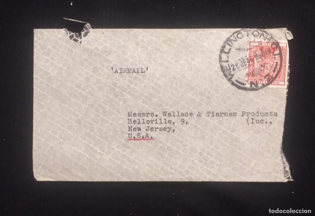 Sellos: TS) 1946 NEW ZEALAND, COVER SENT FROM WELLINGTON TO NEW JERSEY, AIRMAIL, THE NATIONAL MEMORIAL FEATU