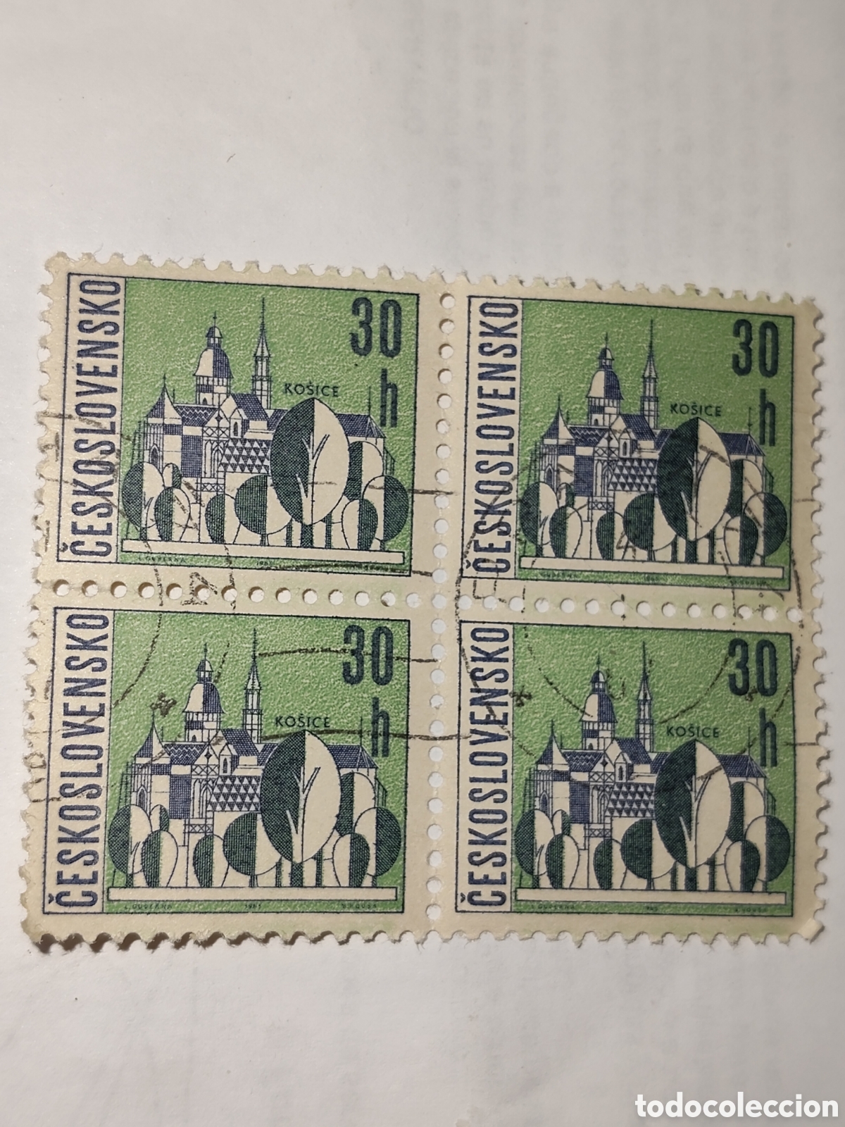 Sellos: Bloque de 4 sellos de Checoslovaquia ciudades Kosice 1965