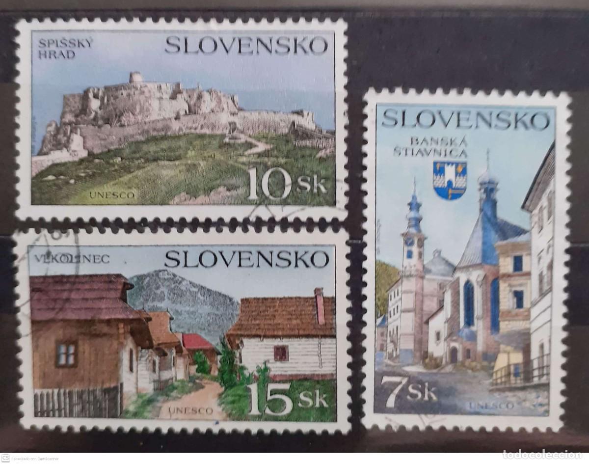 Sellos: ESLOVAQUIA N&ordm; 194/196&ordm; Lugares Patrimonio de la Humanidad de la UNESCO. Serie completa