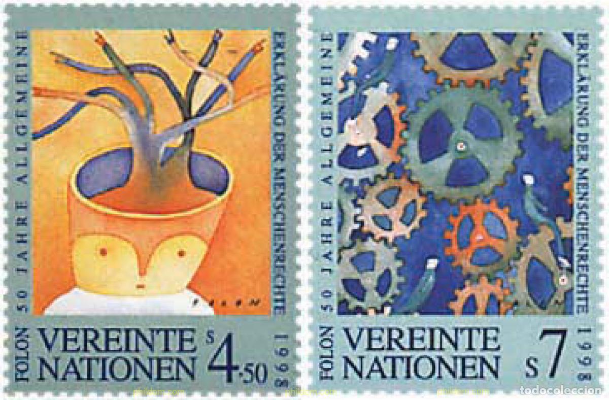 Sellos: 30808 MNH NACIONES UNIDAS. Viena 1998 50 ANIVERSARIO DE LA DECLARACION EUROPEA DE LOS DERECHOS HUMA