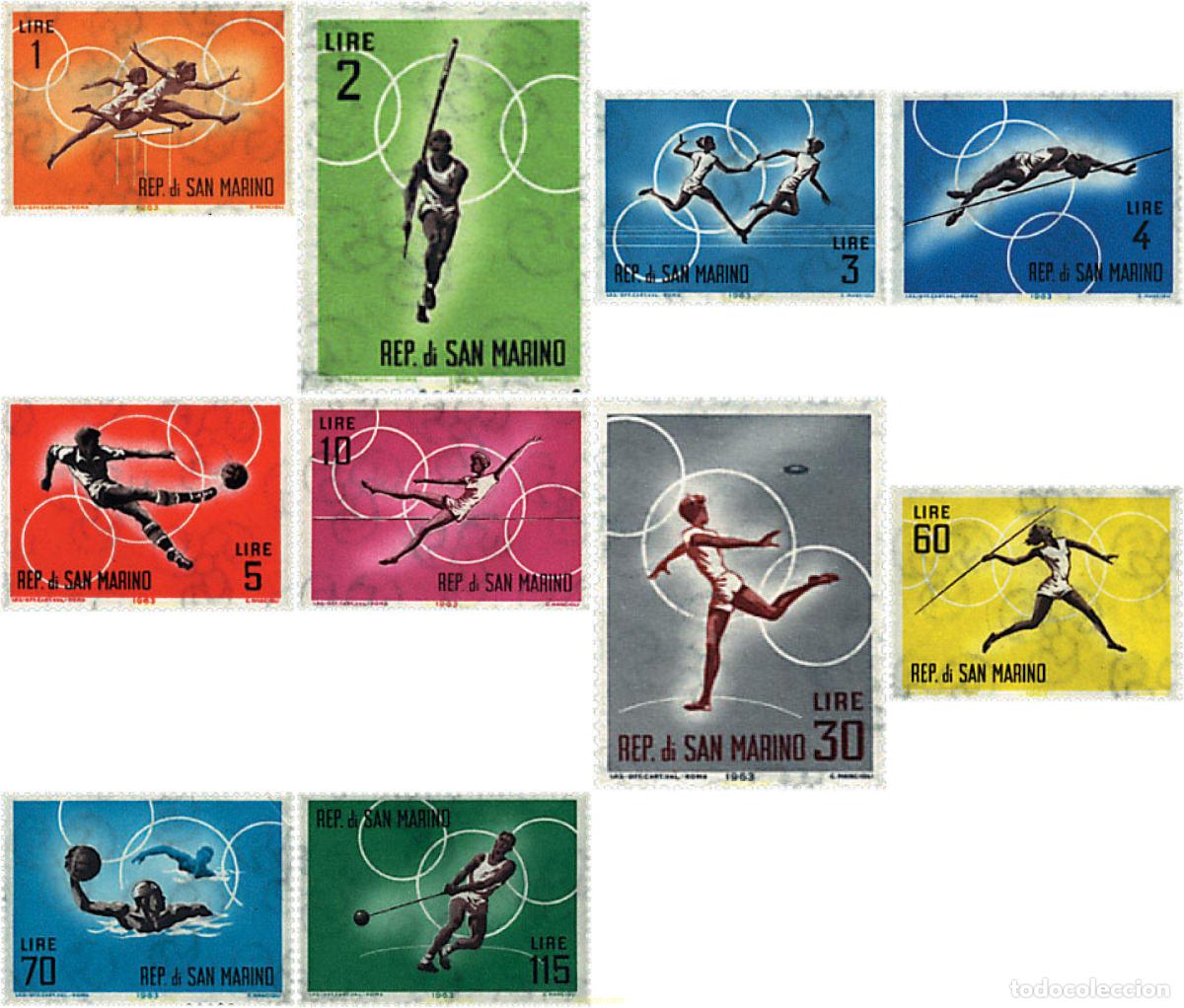 Sellos: 70047 MNH SAN MARINO 1963 18 JUEGOS OLIMPICOS VERANO TOKIO 1964