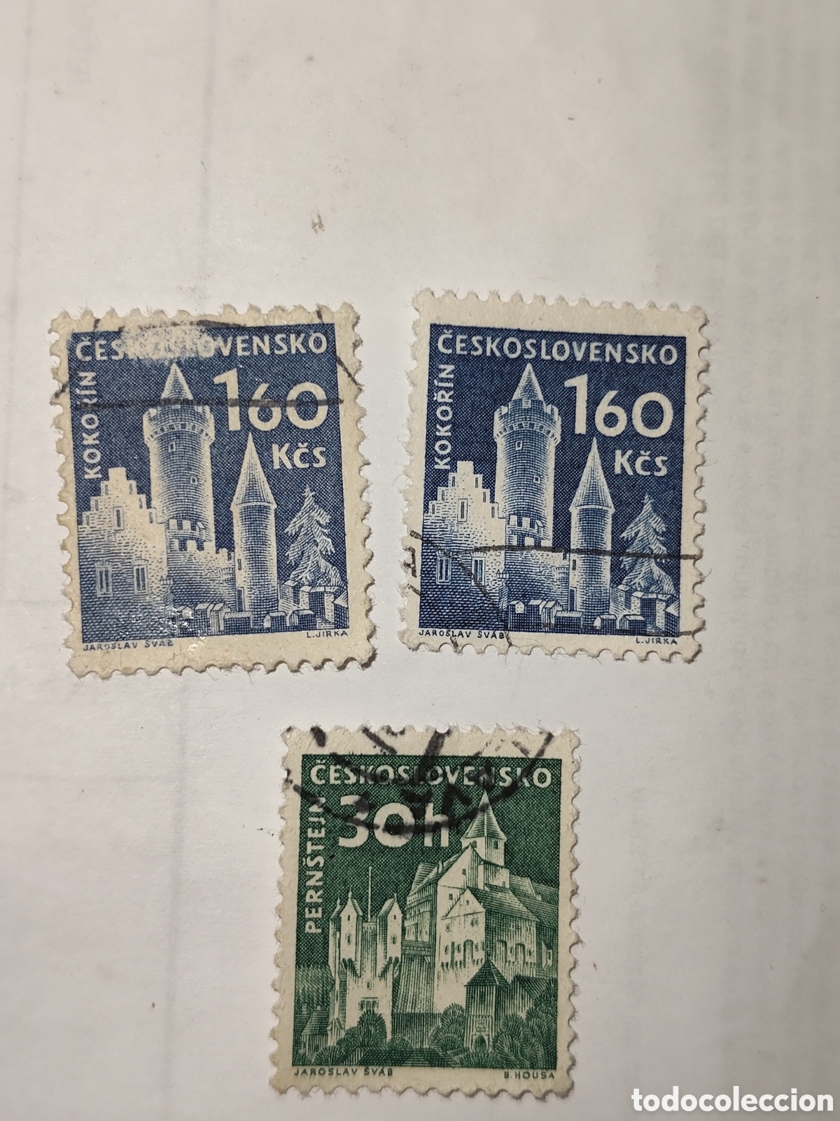 Sellos: 3 sellos de Checoslovaquia Castillo de Kokorin 1960 usados