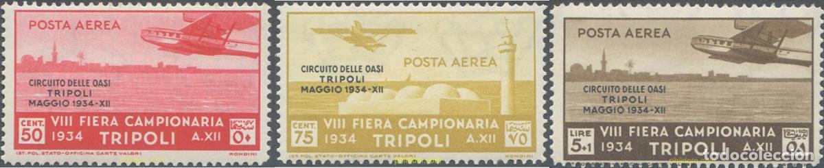 Sellos: 657179 HINGED TRIPOLITANIA 1934 CIRCUITO AEREO DE LOS OASIS, SOBRECARGA