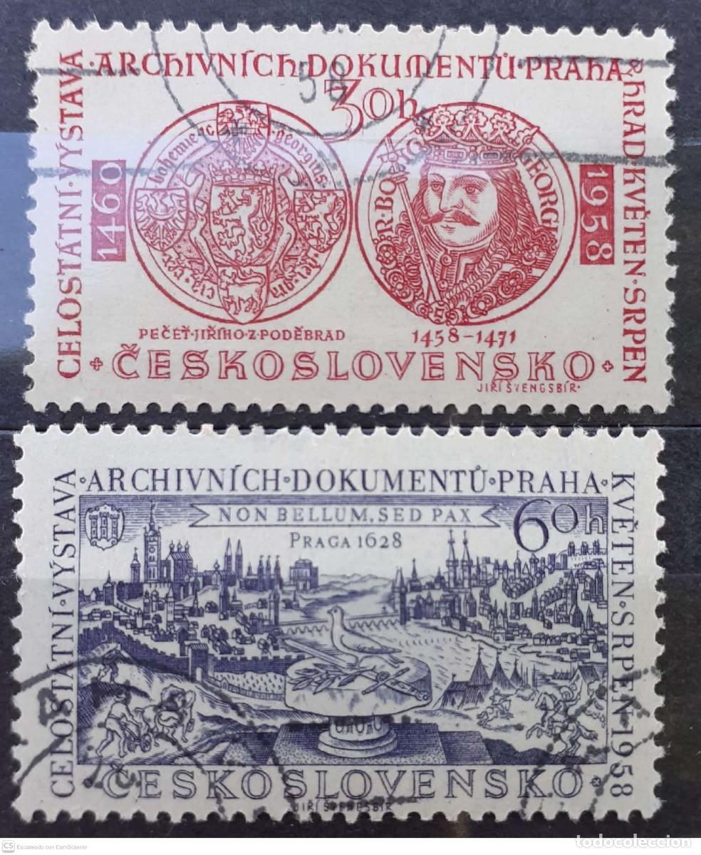 Sellos: CHECOSLOVAQUIA n&deg; 957/958&deg; Exposici&oacute;n de los archivos nacionales. Serie completa