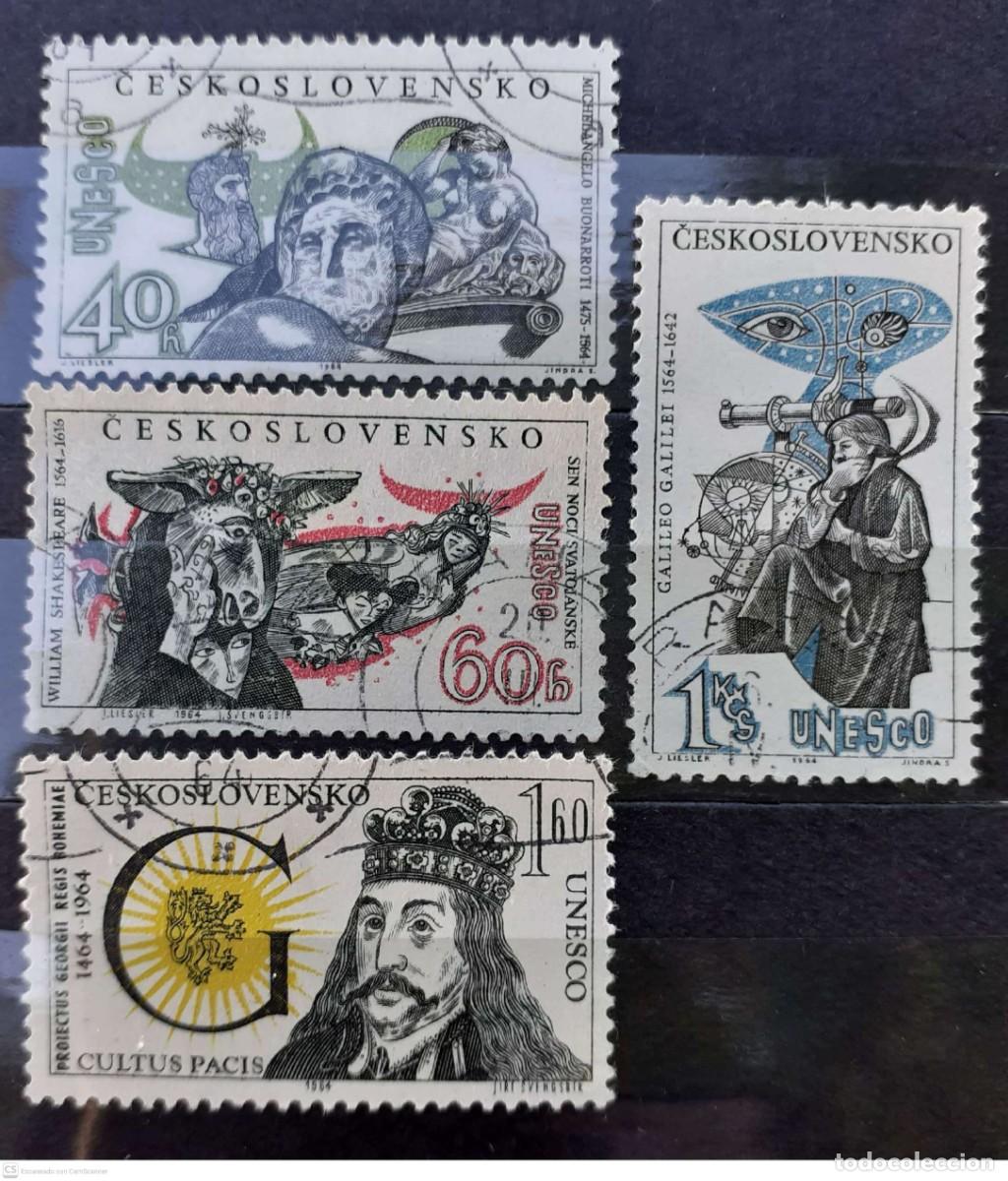 Sellos: CHECOSLOVAQUIA n&deg; 1327/30&deg; Aniversarios culturales de Miguel Angel, Galileo, Shakespeare....Completa