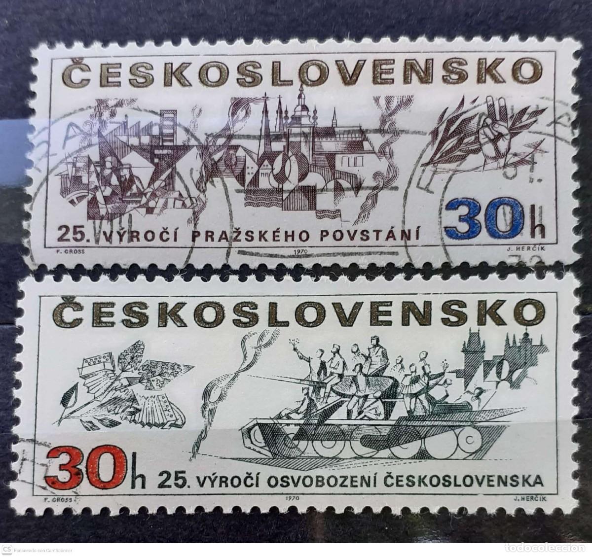 Sellos: CHECOSLOVAQUIA n&deg; 1785/86&deg; 24 aniversario de ka liberaci&oacute;n de Praga y de Checoslovaquia. Serie compl