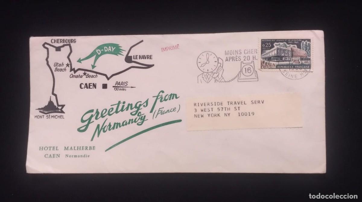 Sellos: TS) CIRCA 1966 FRANCE, COVER SENT FROM CAEN TO NEW YORK,WITH THE ANNIVERSARY OF THE YOUTH AND CULTUR
