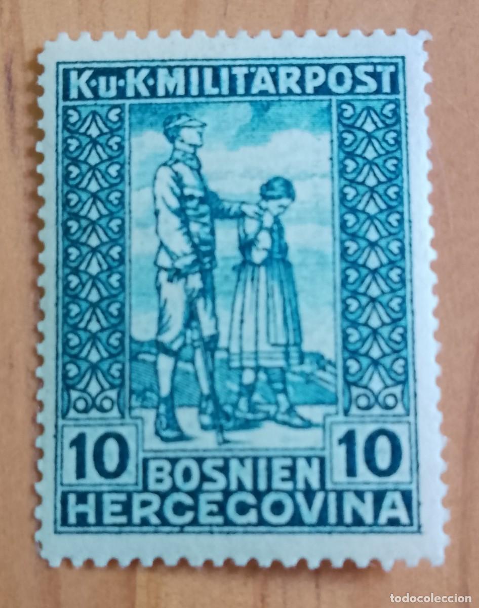 Sellos: BOSNIA-HERCEGOVINA - V/F 10 - A&Ntilde;O 1918 - CIEGO Y NI&Ntilde;A ACOMPA&Ntilde;ANTE.