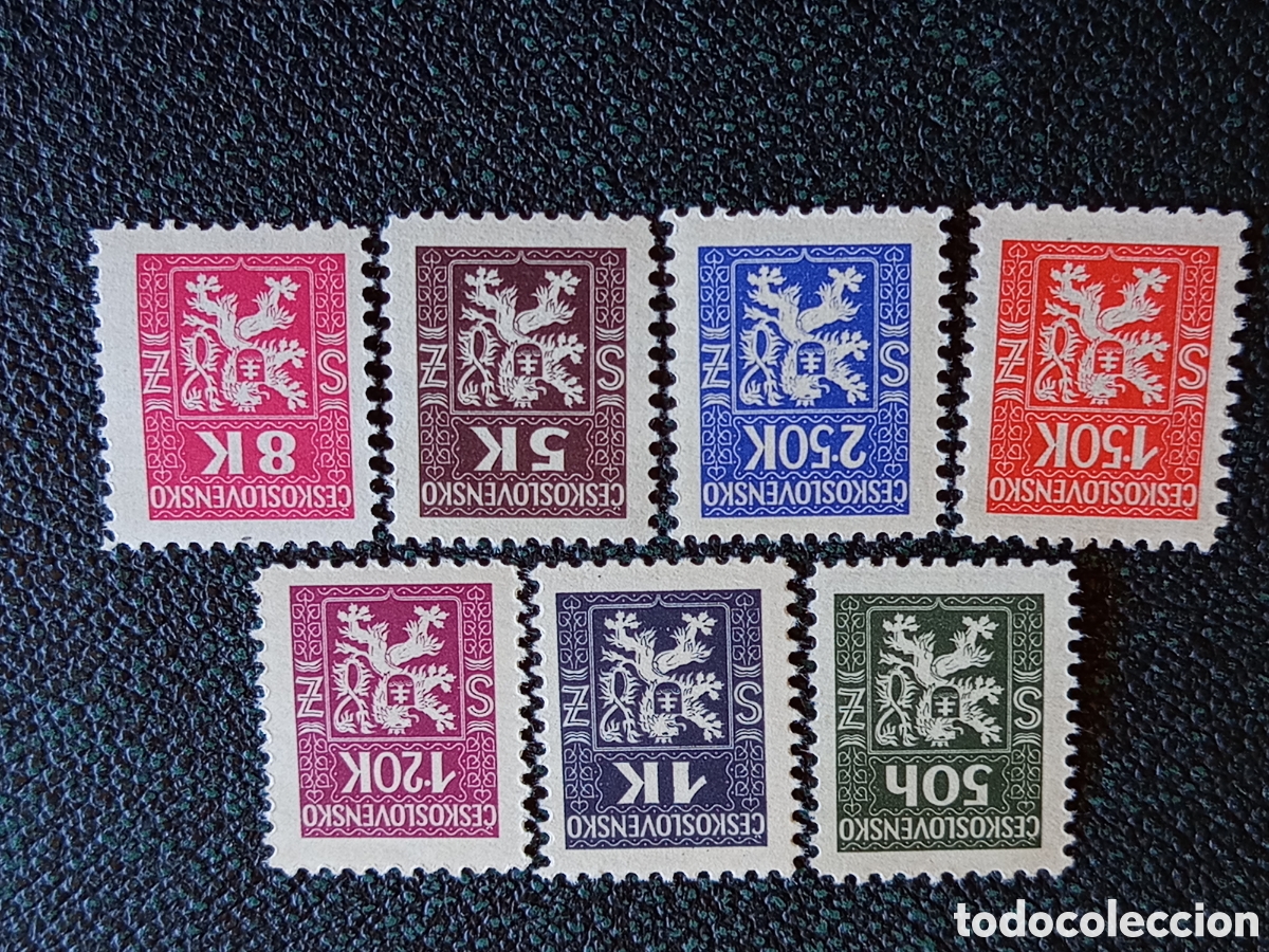 Sellos: &rdquo;Checoslovaquia 1945 serie Le&oacute;n Lond&yacute;nsk&eacute; Pofis 391-397 nuevo MNH**